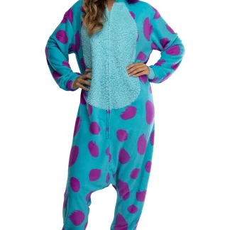 Disney Monsters Inc. Adult Sulley Kigurumi Sherpa Fleece Cosplay Costume One-Piece Union Suit (L/XL)