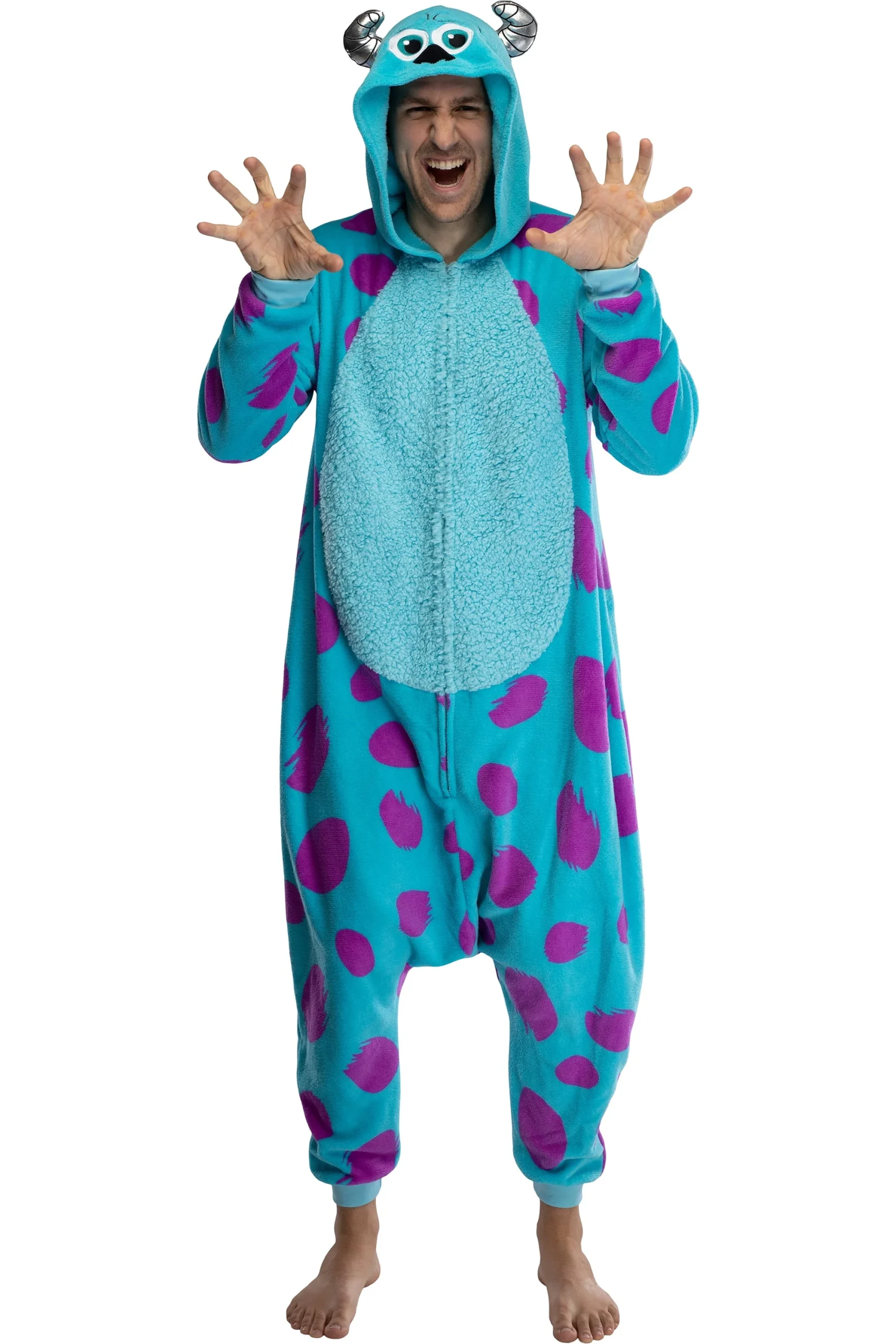 Disney Monsters Inc. Adult Sulley Kigurumi Sherpa Fleece Cosplay Costume One-Piece Union Suit (L/XL) - Image 2